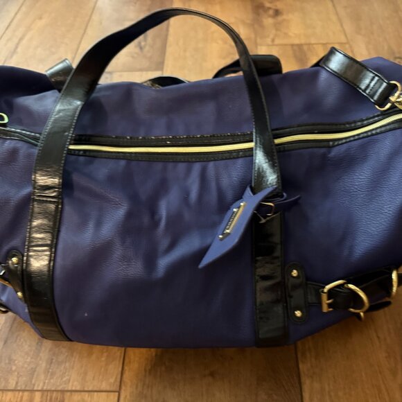 Steve Madden Duffle Bag Travel Overnight Weekender Tote Sports Bl/Bl/Gold with S - Picture 8 of 12